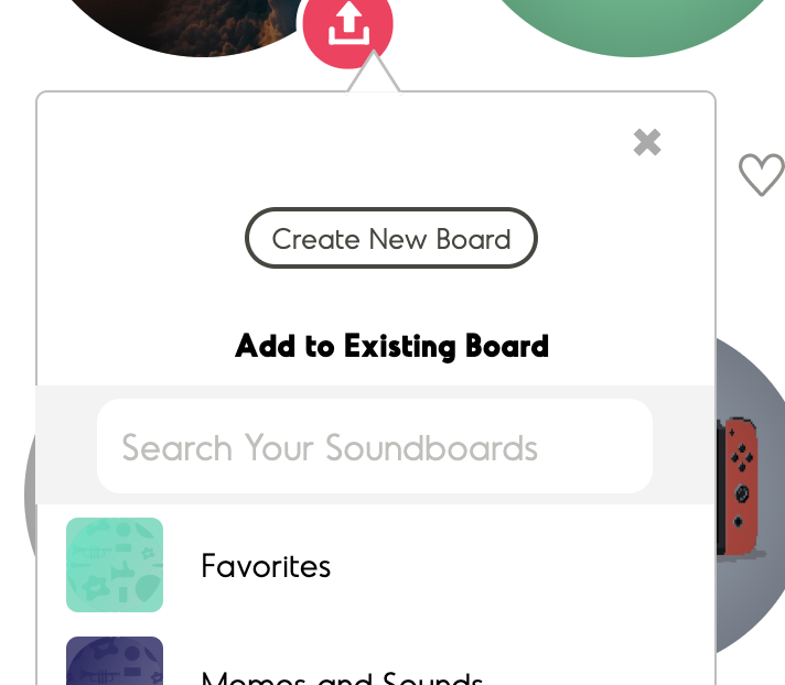 Screenshot of finding or creating a new board